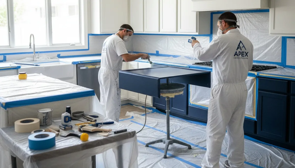 Cabinet painting service in Providence, RI for durable kitchen cabinet refinishing